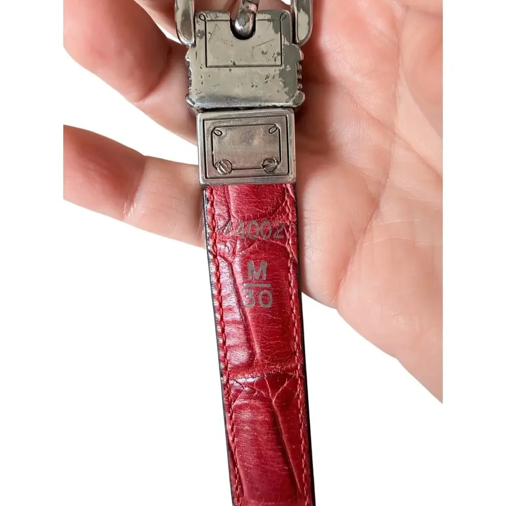Brighton red black reversible swivel women’s belt silver tone size 30 classy